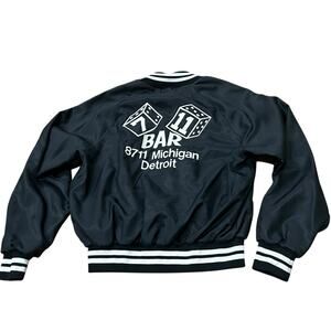 Vintage Majestic USA Satin Bomber Jacket 7 11 Detroit Bar M -